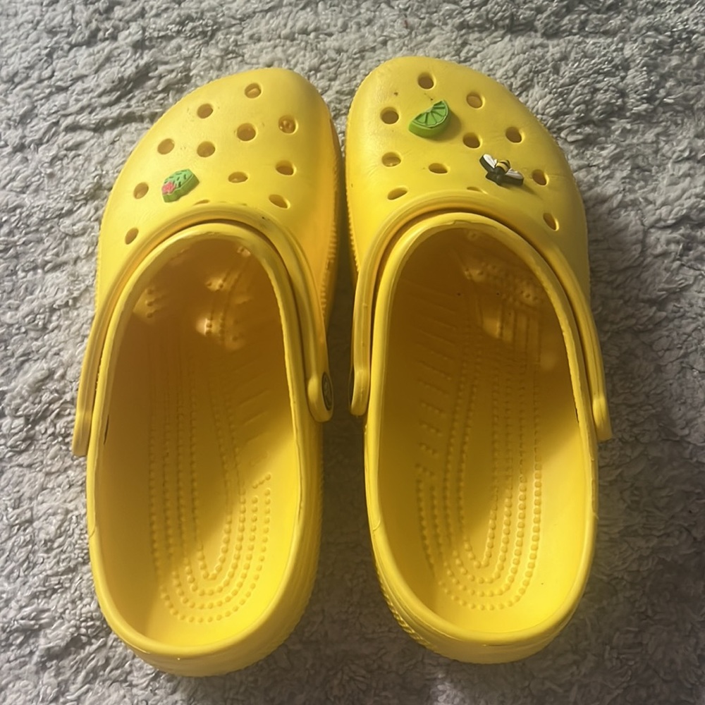 Yellow Classic Women’s Crocs with Jibbitz - Picture 2 of 4